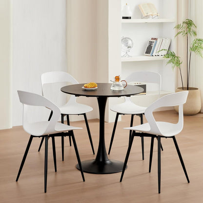 8er Set Nordische Esszimmerstühle mit Metallbeinen – Weiß + Schwarz