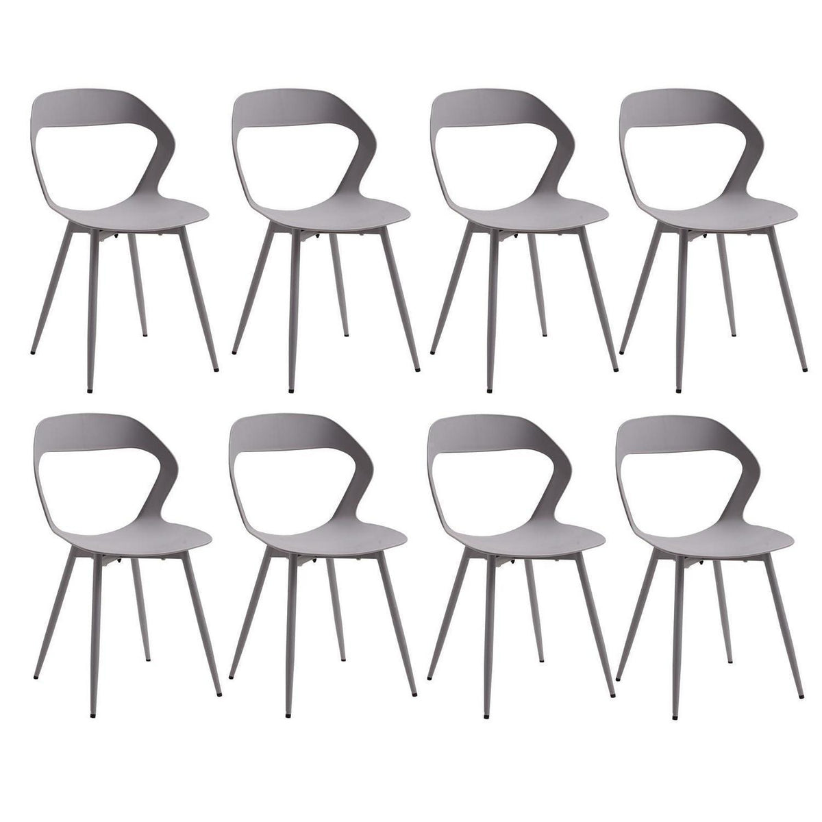 8er Set Nordische Esszimmerstühle mit Metallbeinen – Grau