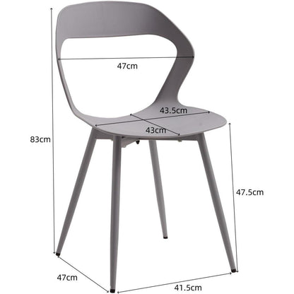 8er Set Nordische Esszimmerstühle mit Metallbeinen – Grau