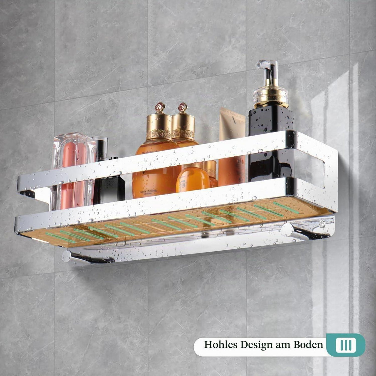 Edelstahl Duschablage mit Haken – Badezimmer Organizer 40cm