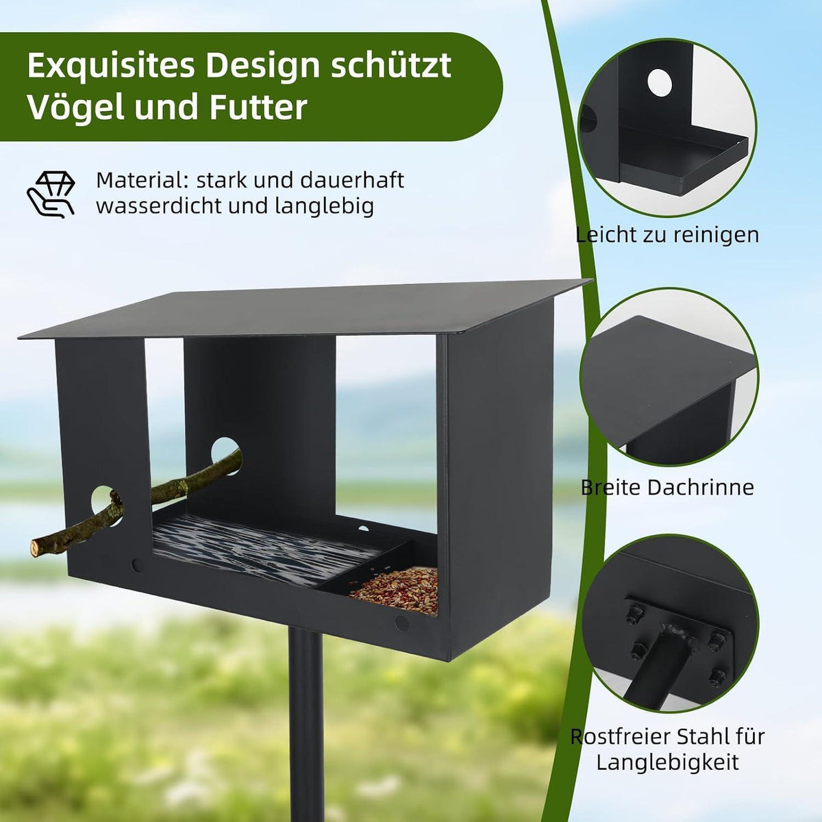 Wetterfestes Vogelhaus mit Ständer – Robust & Schwerlast