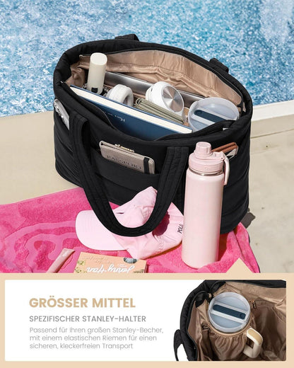 Laptoptasche Damen Groß Tote Bag mit 13 Taschen, elastisches