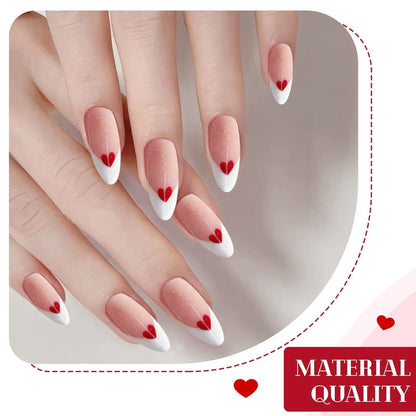 24 Weiße Französische Künstliche Press On Nails Set mit Gel-Kleber und