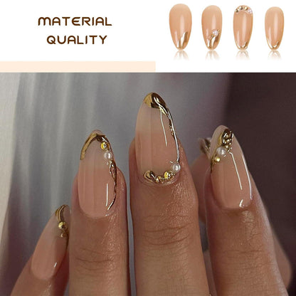 Goldene Französische Spitzen Nägel 24 Stück inkl. Nagelfeile & Jelly Glue