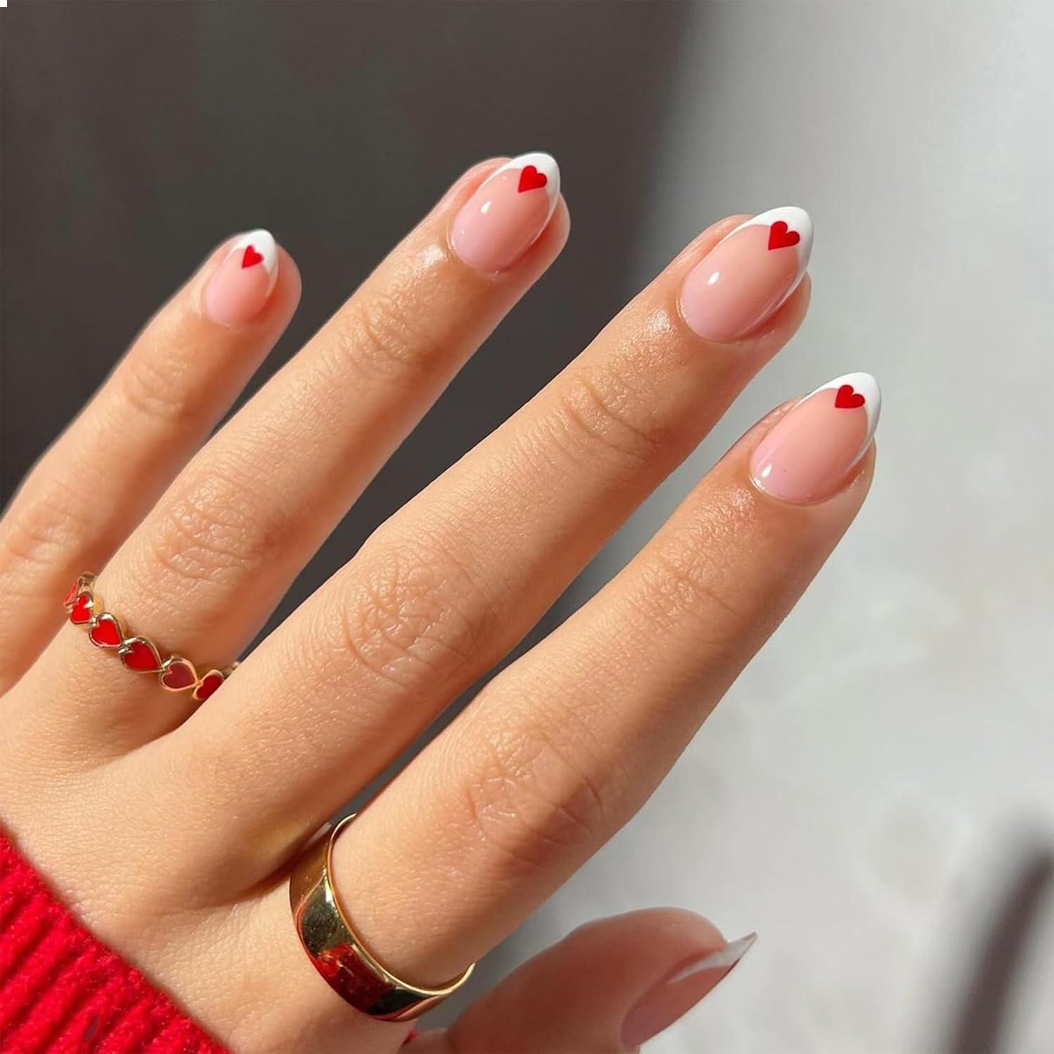 Valentinstag Falsche Nagelkunst Herz Dekoration Press-On 24 Stück