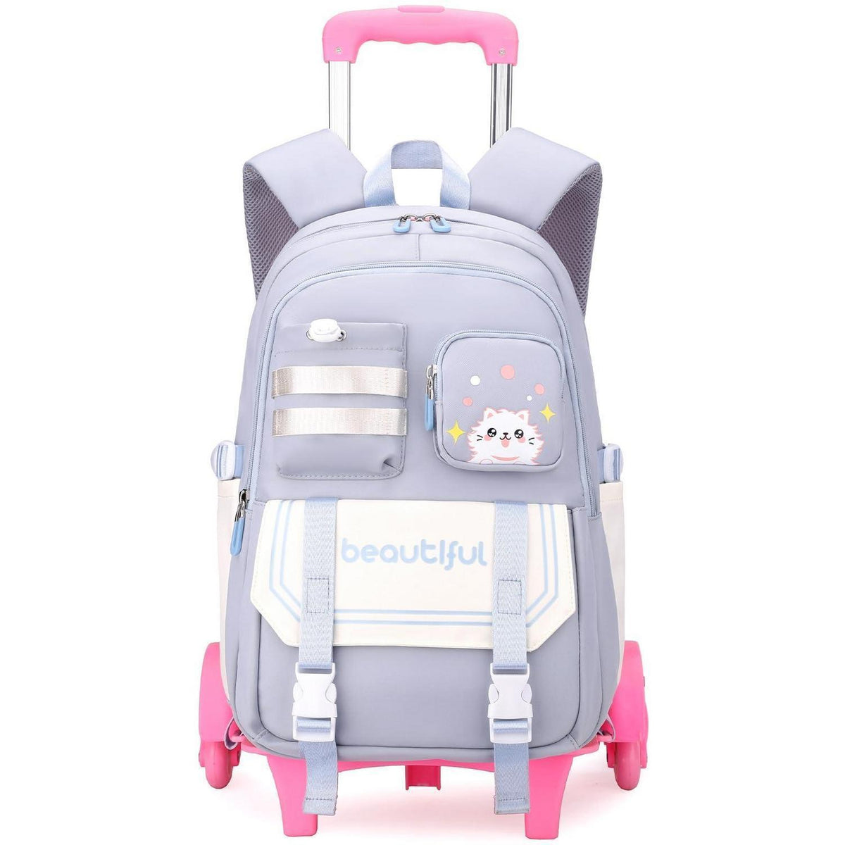 Schultrolley Rucksack Mädchen mit 6 Rädern – Blau