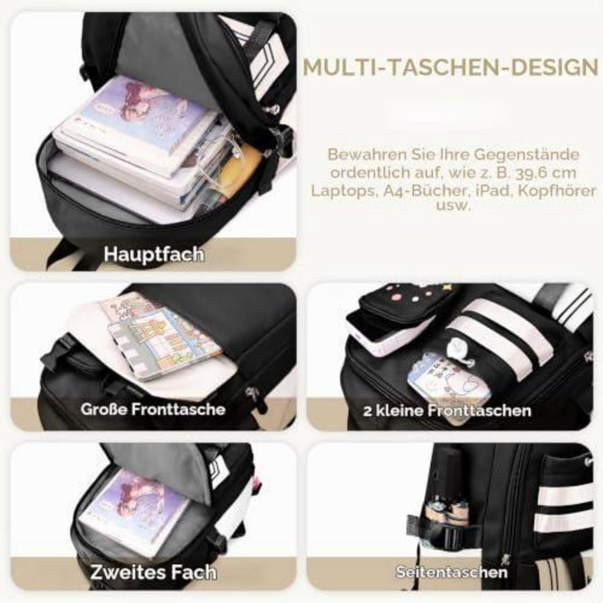 Schultrolley Rucksack Mädchen mit 6 Rädern & Trolleyfunktion