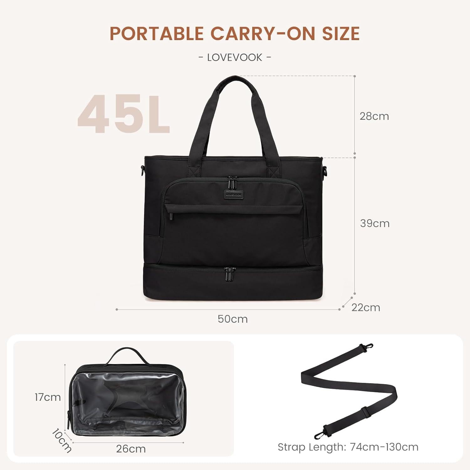 45L Reisetasche Damen Sporttasche Weekender Travel Bag Gym
