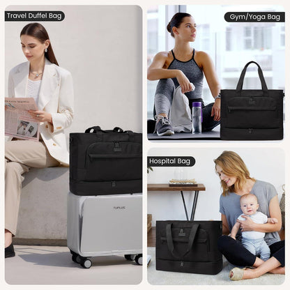 Große 45L Reisetasche Damen Sporttasche mit Schuhfach - Handgepäck Gym Bag