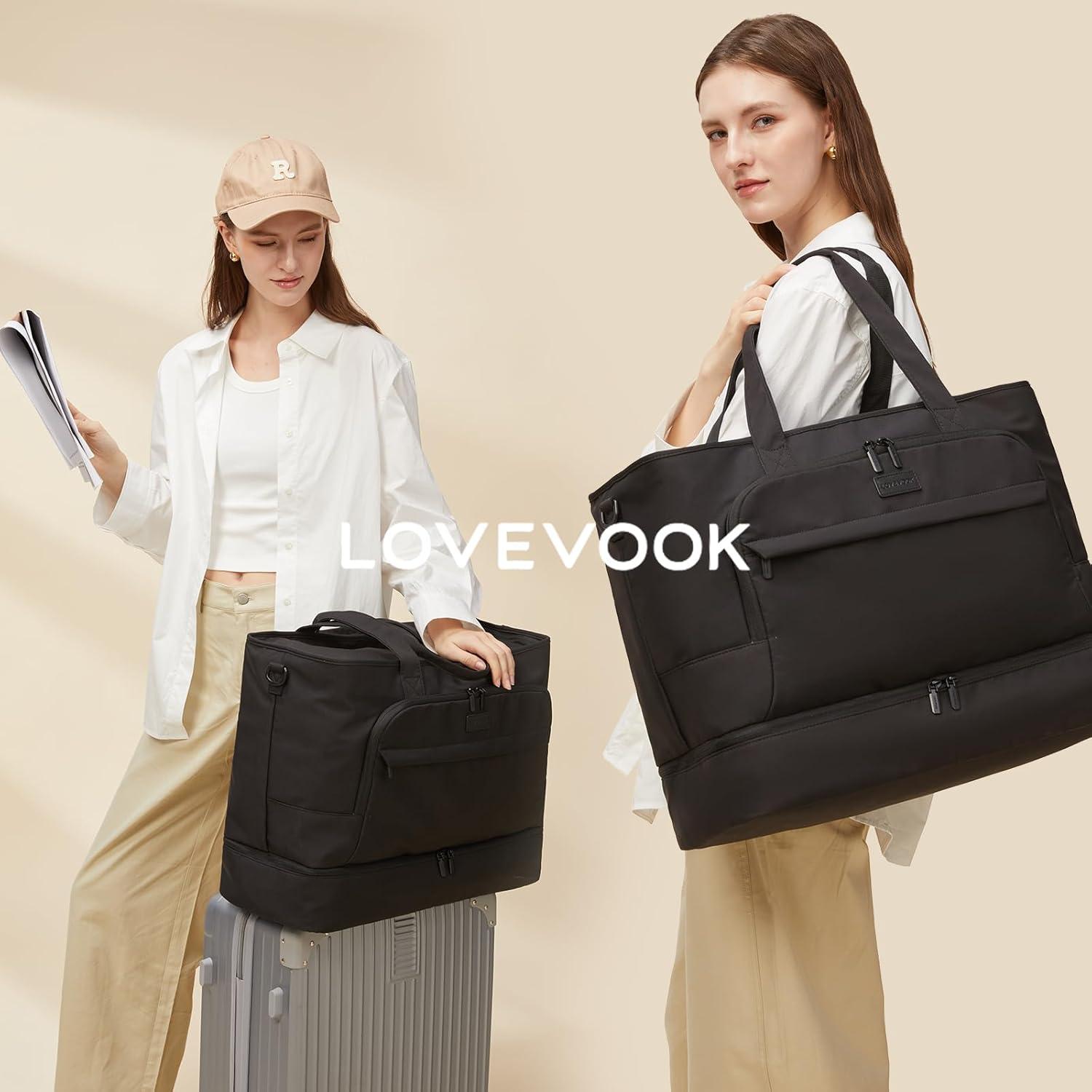 Reisetasche Damen 45L Sporttasche Weekender mit Schuhfach Handgepäck für Flugzeug