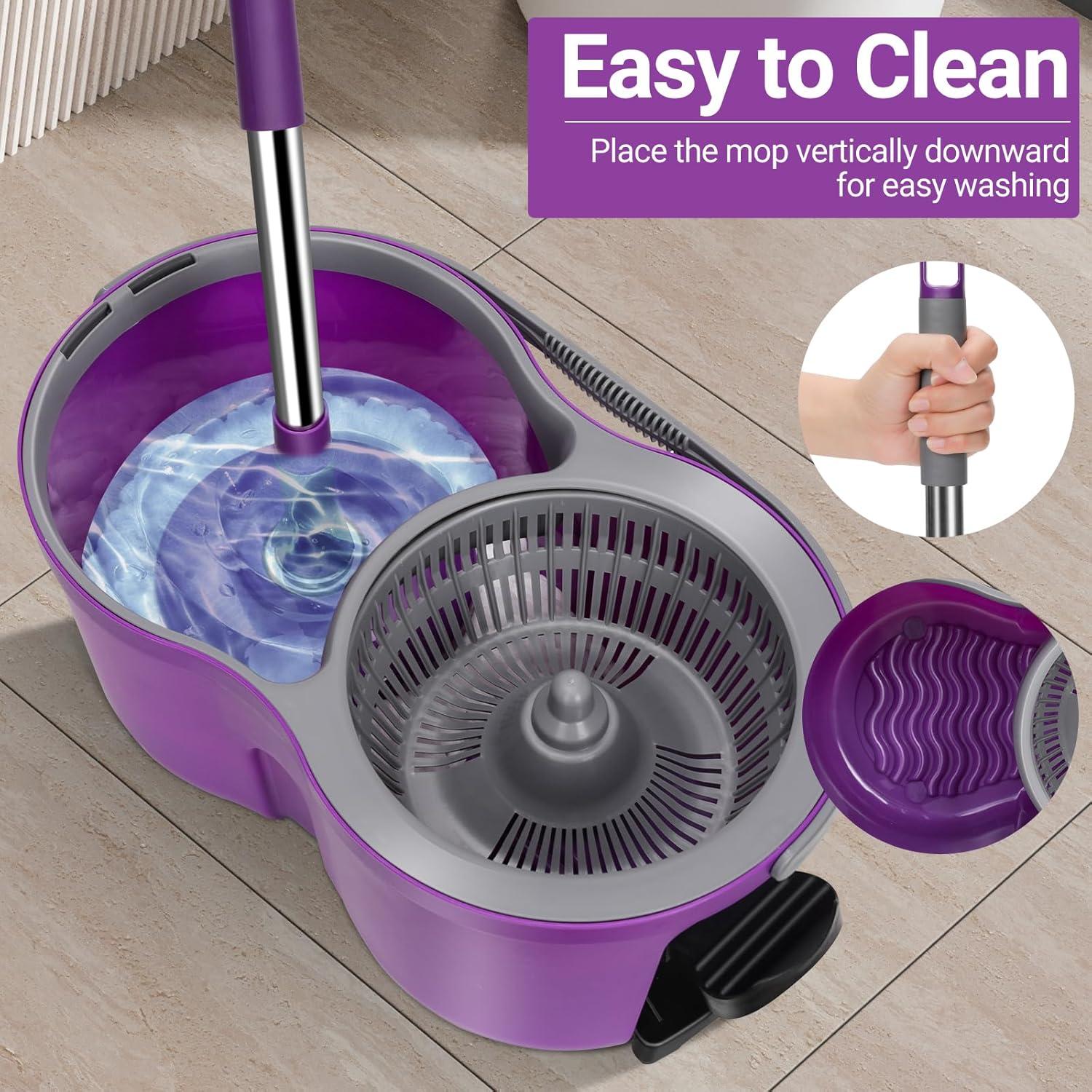 Wischmopp Set mit Eimer, Bodenwischer, Teleskopstiel, 3 Mikrofaser Pads