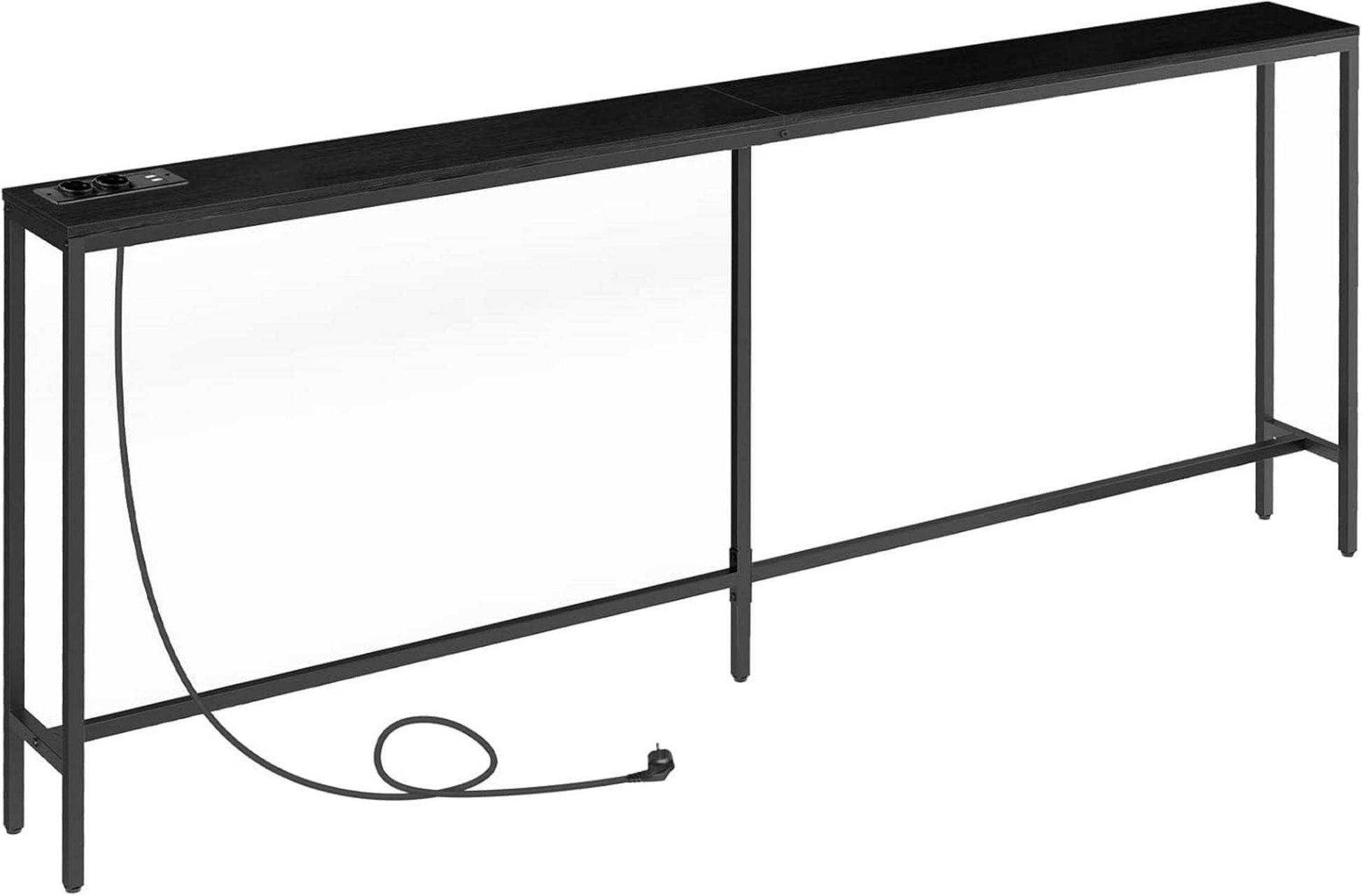Schwarzer Konsolentisch mit Ladestation USB-Anschlüsse 200cm