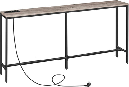 Konsolentisch mit Ladestation USB-Anschlüssen, 200 cm Sofatisch Grau