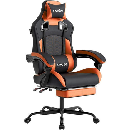 SUKIDA Ergonomischer Gaming-Stuhl mit Fußstütze und