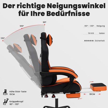 SUKIDA Ergonomischer Gaming-Stuhl mit Fußstütze und