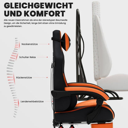 SUKIDA Ergonomischer Gaming-Stuhl mit Fußstütze und
