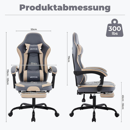 Ergonomischer Gaming Chair mit Fußstütze und