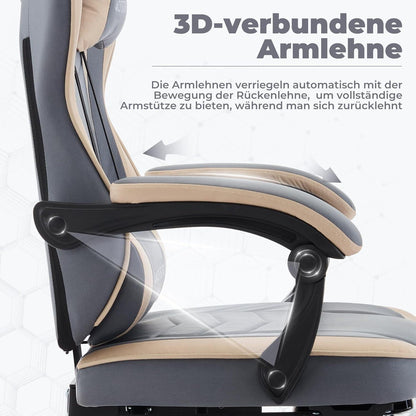 Ergonomischer Gaming Chair mit Fußstütze und