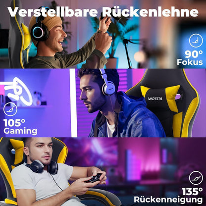 Ergonomischer Gaming Stuhl mit Fußstütze und