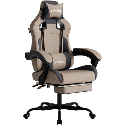 Ergonomischer Gaming Stuhl mit Fußstütze und