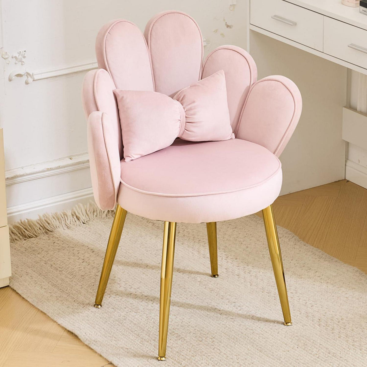Samt Sessel mit Fußstütze, Rosa Blütenlehne