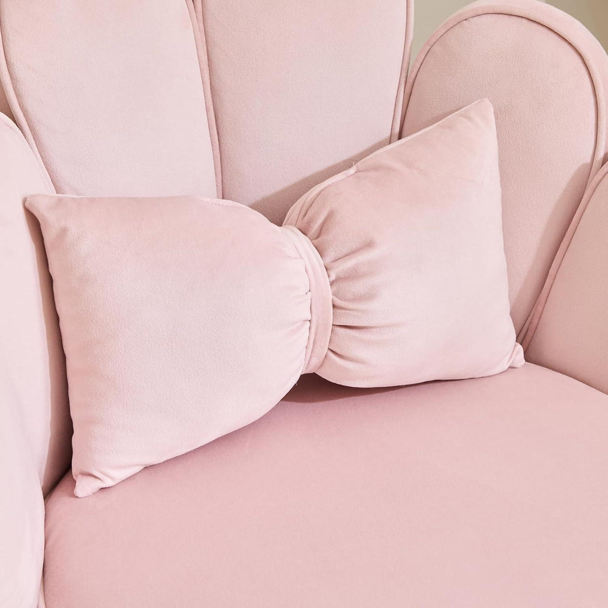 Samt Sessel mit Fußstütze, Rosa Blütenlehne