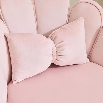 Samt Sessel mit Fußstütze, Rosa Blütenlehne