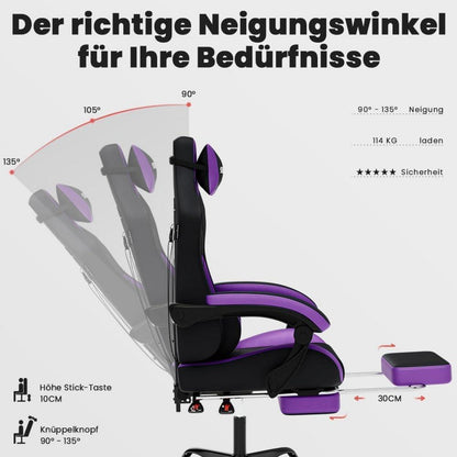 Ergonomischer Gaming Stuhl mit Fußstütze