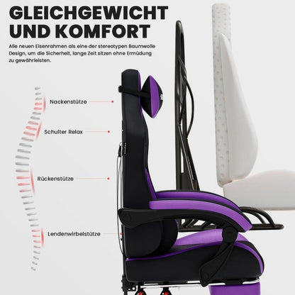 Ergonomischer Gaming Stuhl mit Fußstütze