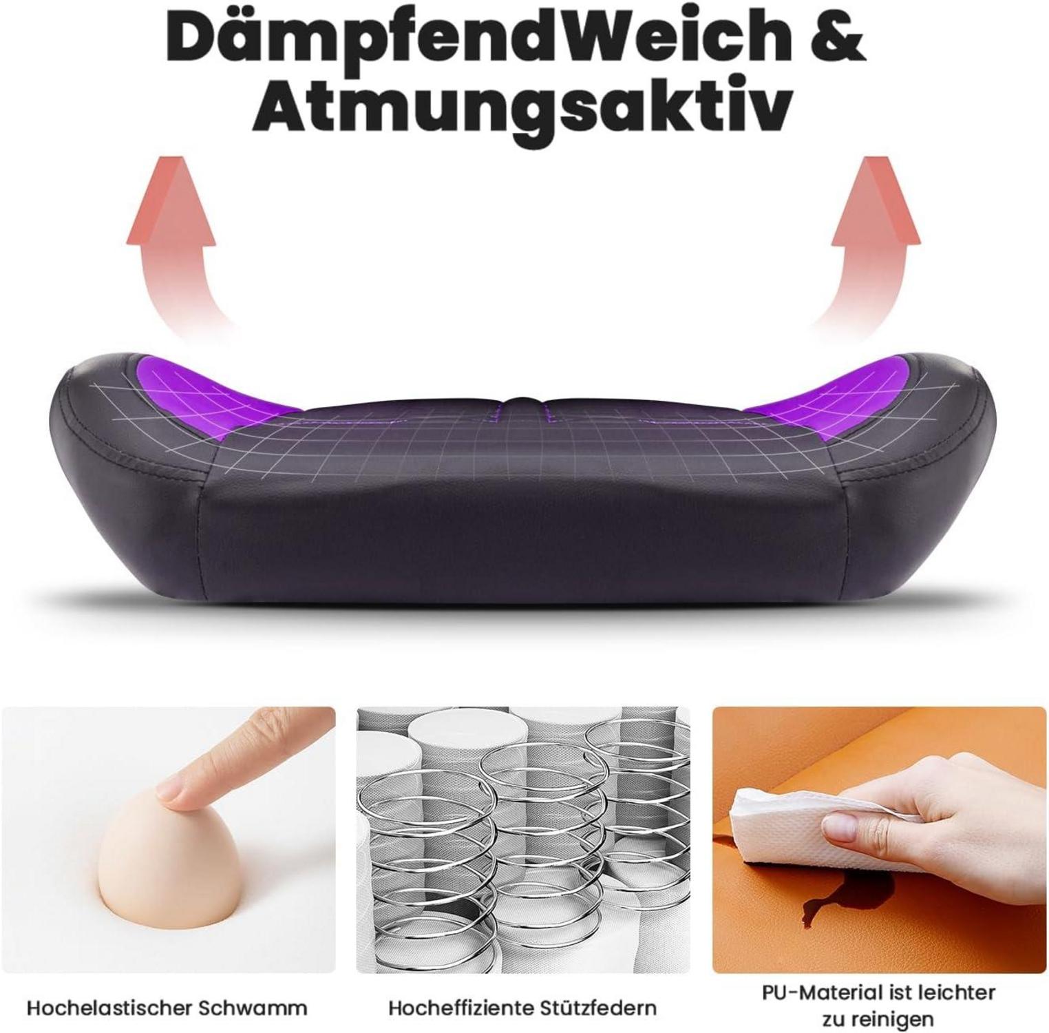 Ergonomischer Gaming Chair mit Fußstütze und Lendenwirbelstütze in