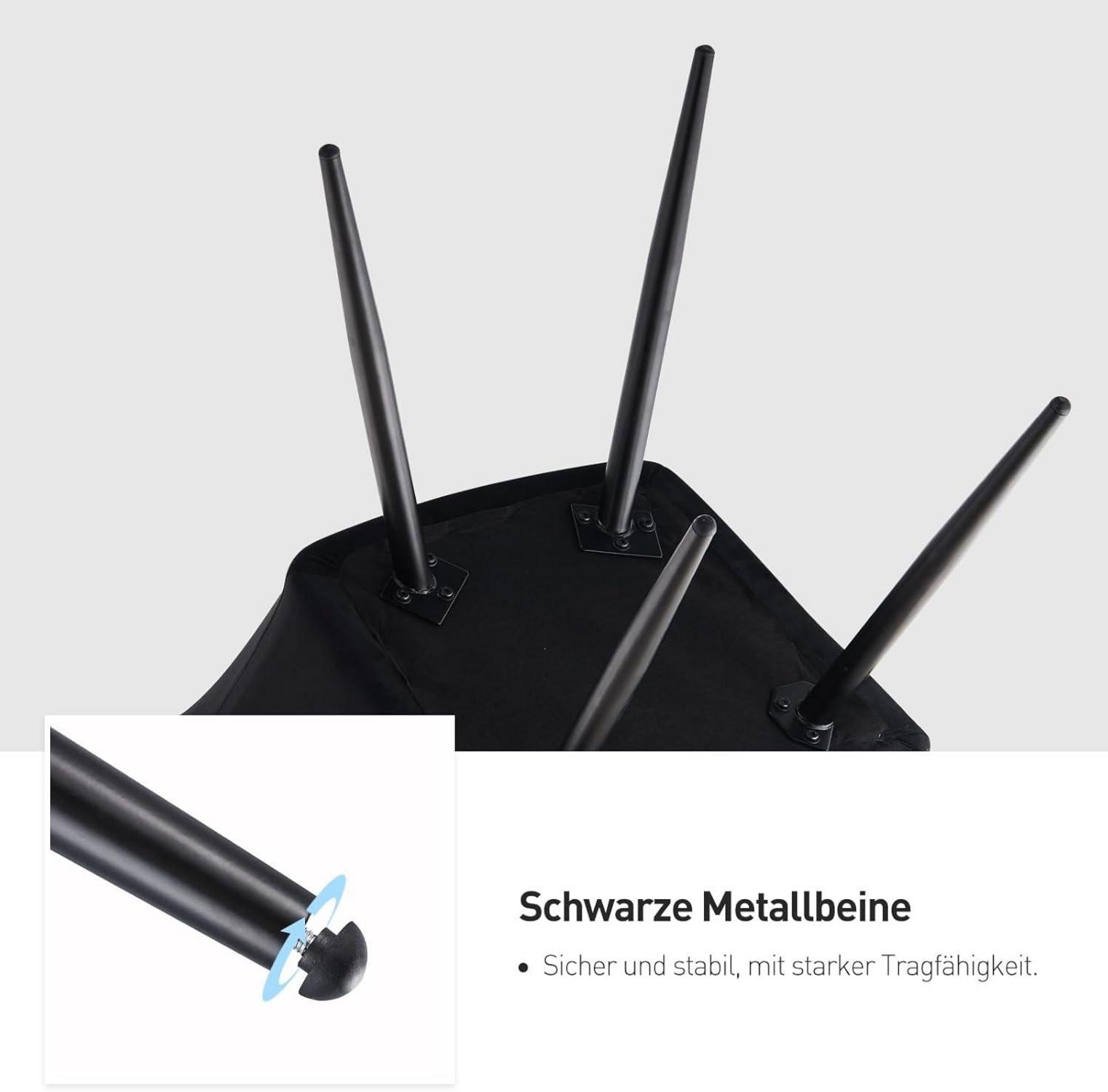 Esszimmerstuhl Samt Bezug Armlehne Metallbeine Esssessel Schwarz