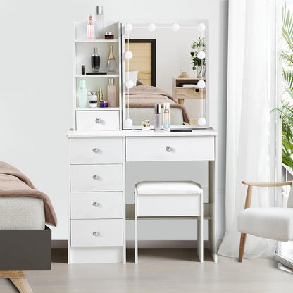Saimeihome Schminktisch mit Beleuchtung und Hocker - 3