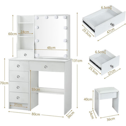 Saimeihome Schminktisch mit Beleuchtung und Hocker - 3