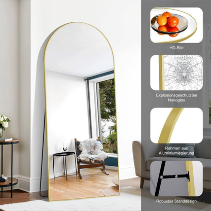 Ganzkörperspiegel Bogenförmig Gold – Stehend, Lehnend & Wandmontage