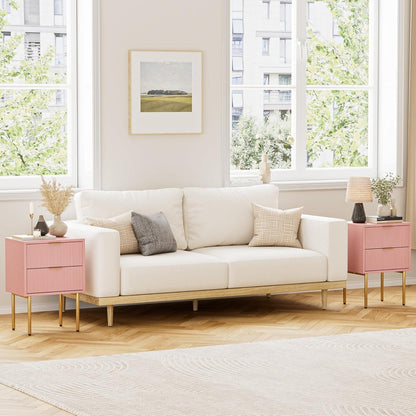 Nachttisch HEYZOEY 2 Schubladen Modernes Boho Design Rosa
