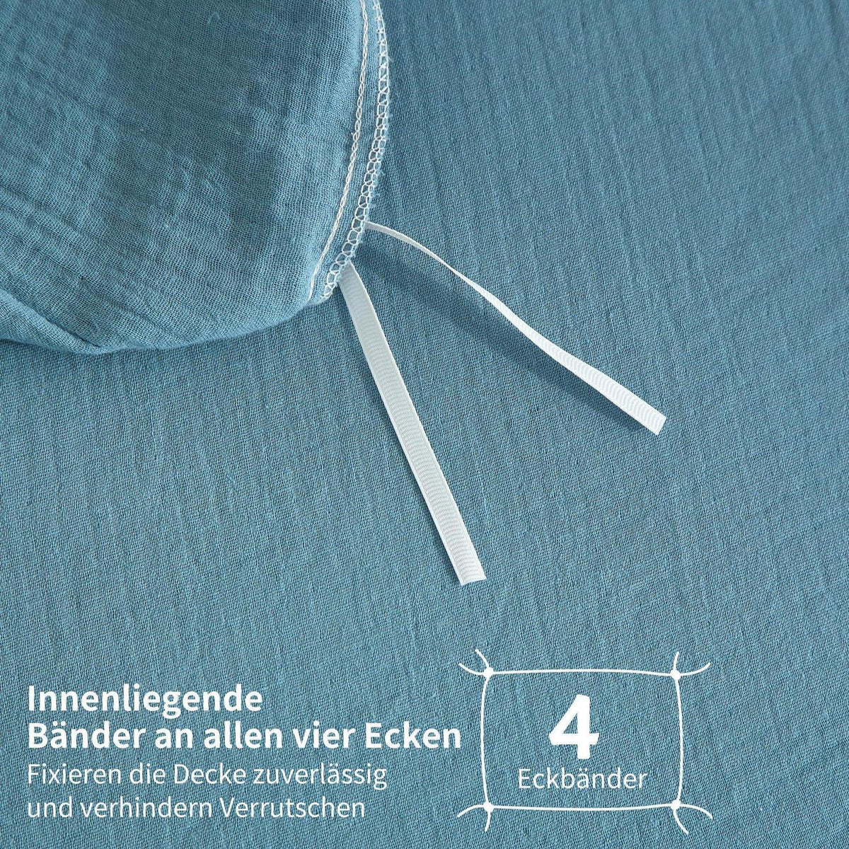 Doppelte Muslin Bettwäsche Petrol 155x220 cm - 3-teilig