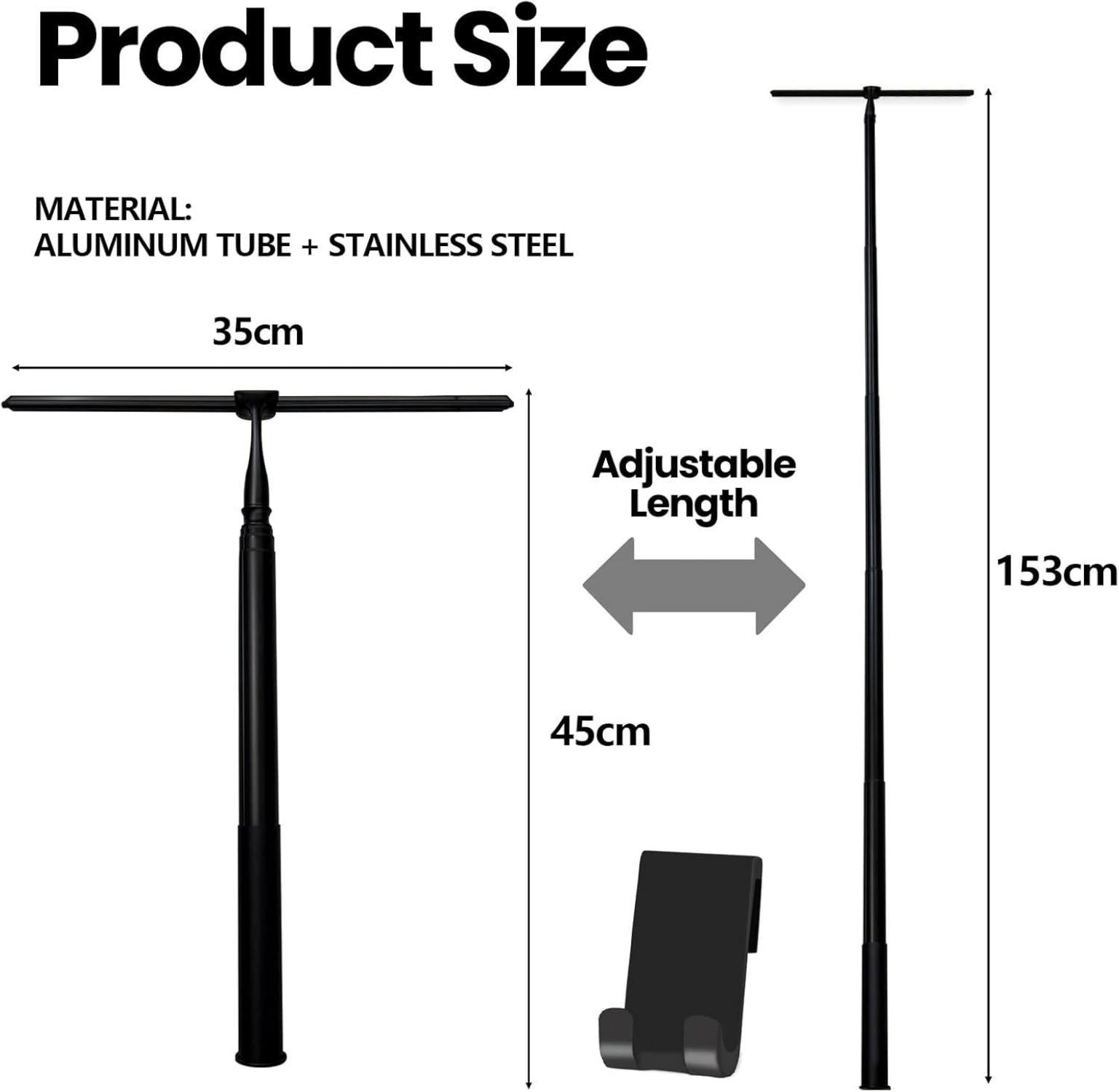 Duschabzieher Set Teleskopstange Rostfrei 35cm Streifenfrei