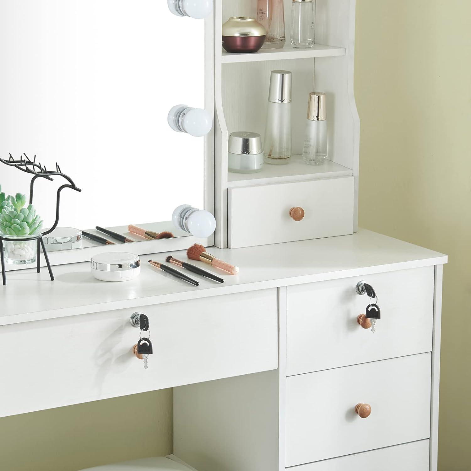Schminktisch LED Licht Hocker Spiegel Make up Kosmetiktisch LED Licht 3