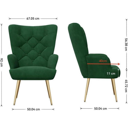 Loungesessel Samt Modern mit Goldfüßen – Grün