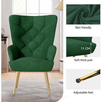 Loungesessel Samt Modern mit Goldfüßen – Grün