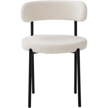4er Set Esszimmerstühle Teddy-Samt Weiß Modern
