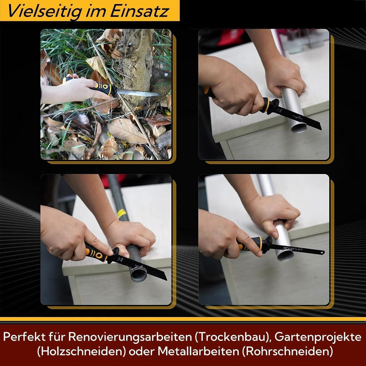 8-in-1 Metallsäge Set mit 8 Sägeblättern, ergonomisch