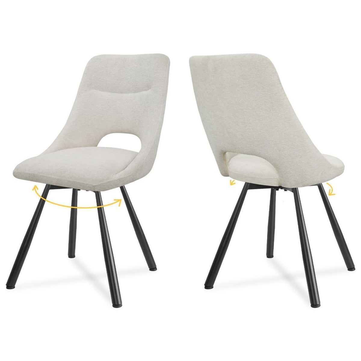 Drehbare Esszimmerstühle 2er Set – Beige Polsterstuhl
