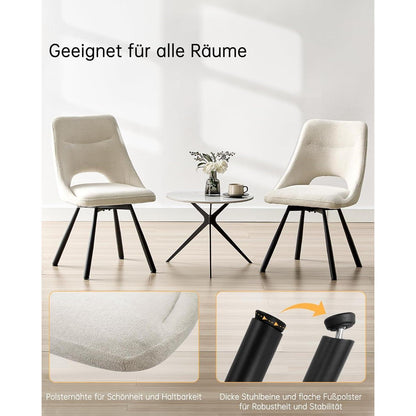 Drehbare Esszimmerstühle 2er Set – Beige Polsterstuhl