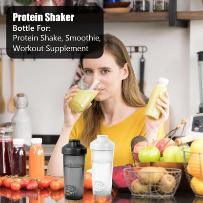 Protein Shaker 600ml mit Edelstahl-Mischkugel und Messskala, BPA-frei