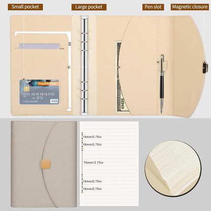A5 PU Leder Binder Notizbuch 6 Ring Journal Planer mit