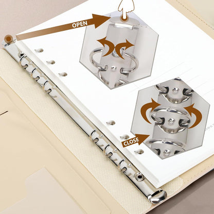 A5 PU Leder Binder Notizbuch 6 Ring Journal Planer gefüttertes Papier 100 Blatt
