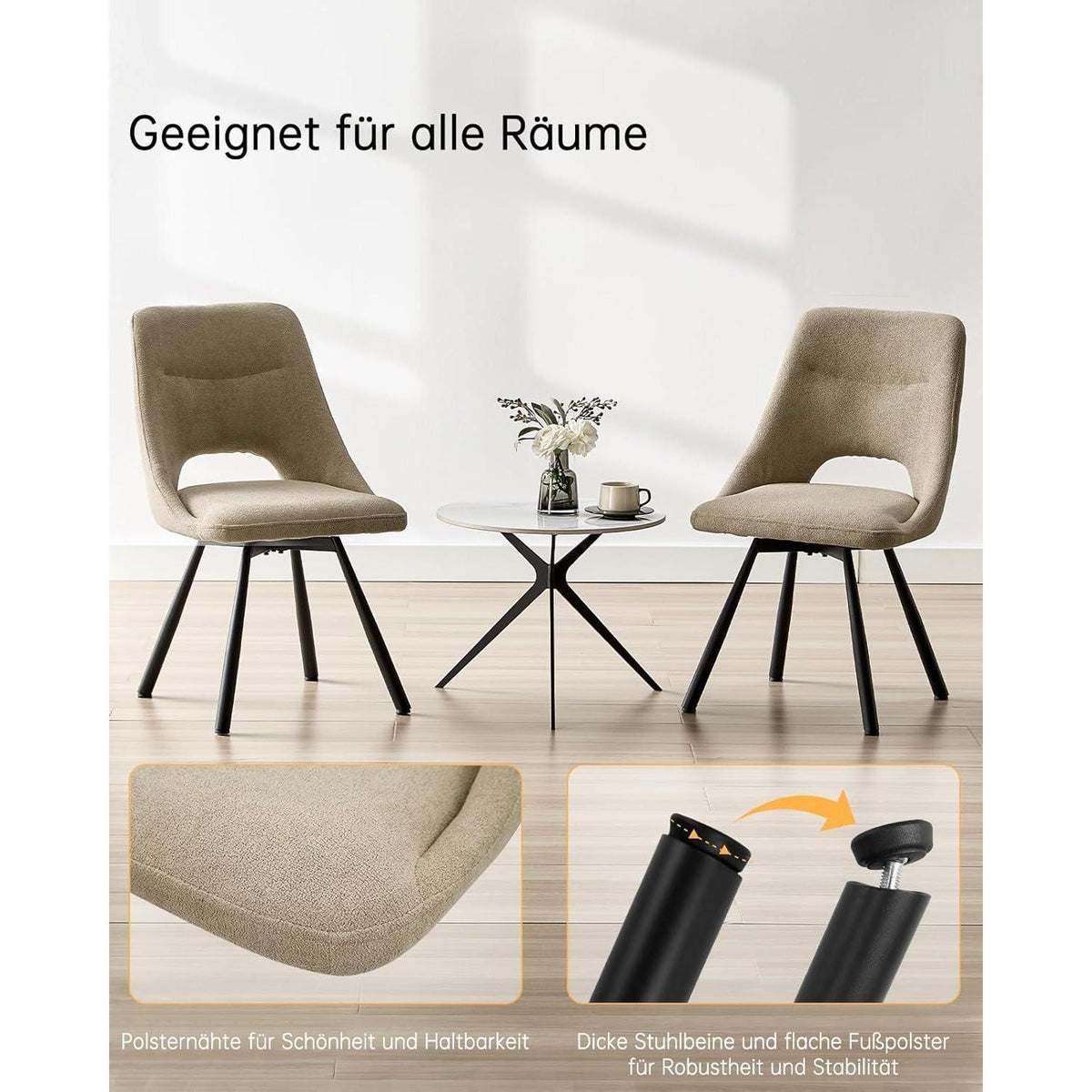 Drehbarer Esszimmerstuhl Set |, Ergonomisch & 360°