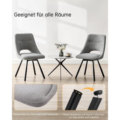Drehbare Esszimmerstühle Set 4 – Grau, Modern & Bequem