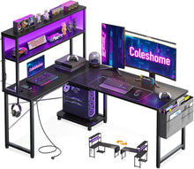 Eckschreibtisch L-förmiger Computertisch LED Steckdosen
